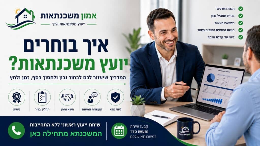 איך בוחרים יועץ משכנתאות שיביא לכם אישור עקרוני למשכנתא עם תמהיל משכנתא מנצח. המדריך לבחירת יועץ משכנתאות שילווה אתכם לפתרון והייעוץ הנכון.