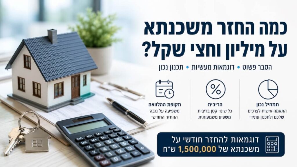 כמה החזר חודשי על משכנתא של מיליון וחצי שקל